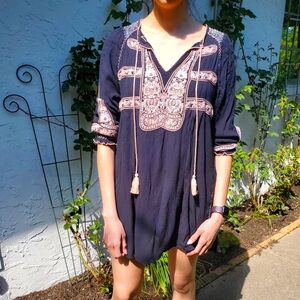 Free People black embroidered gauze dress size XS
